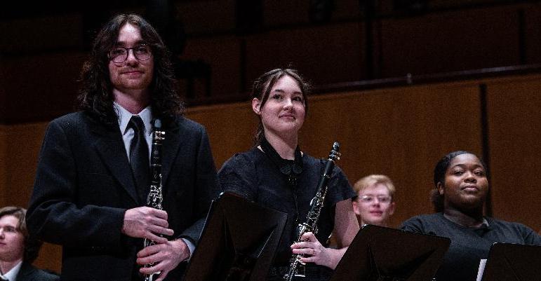 Students playing clarinet